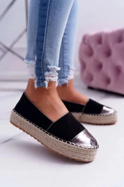 Boto Czarne Espadryle*Espadryle Damskie Czarne Platforma Ringer