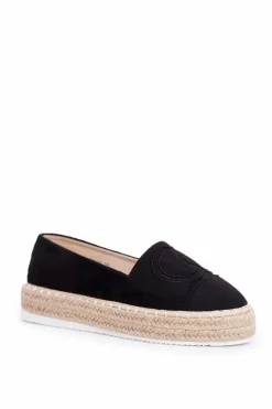 Outlet Boto Espadryle Damskie Gruba Podeszwa Lniane Czarne Febi
