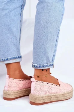 Boto Czarne Espadryle*Espadryle Damskie Koronkowe Różowe Platforma Desante