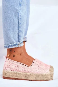 Boto Czarne Espadryle*Espadryle Damskie Koronkowe Różowe Platforma Desante