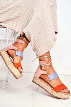 Boto Czarne Espadryle*Espadryle Damskie Na Platformie Wiązane Pomarańczowe Fuerta