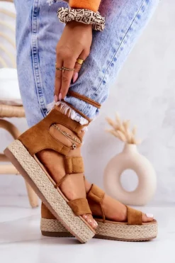 Boto Czarne Espadryle*Espadryle Damskie Na Platformie Wiązane Camel Fuerta