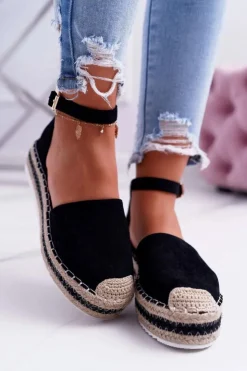 Hot Boto Espadryle Damskie Na Platformie Czarne Toca Toca