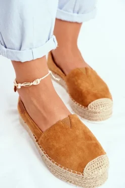 Best Boto Espadryle Damskie Na Platformie Lniane Camel La Playa