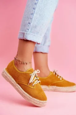 Boto Czarne Espadryle*Espadryle Damskie Na Platformie Lniane Żółte Sonya