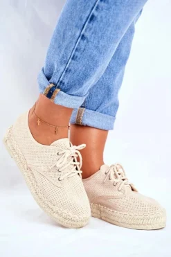 Boto Czarne Espadryle*Espadryle Damskie Na Platformie Lniane Beżowe Sonya