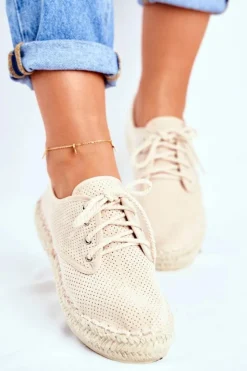 Boto Czarne Espadryle*Espadryle Damskie Na Platformie Lniane Beżowe Sonya