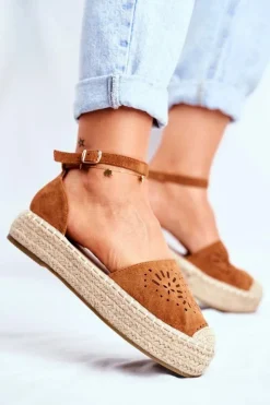 Online Boto Espadryle Damskie Na Platformie Lniane Camel Palermo