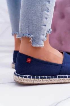 Big Star Shoes Trampki Damskie Slip-On*Espadryle Damskie Pleciona Podeszwa Granatowe Big Star DD274A151