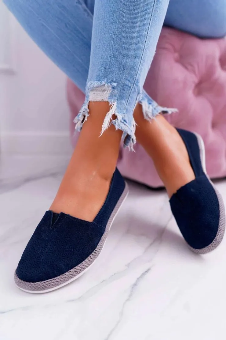 Damskie Damskie buty S.Barski Espadryle Damskie Skóra Zamsz Granatowe Bimbo