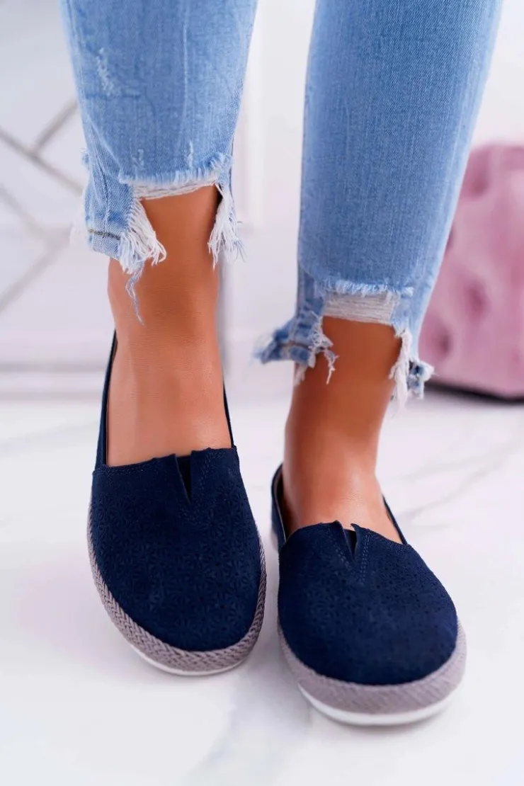 Damskie Damskie buty S.Barski Espadryle Damskie Skóra Zamsz Granatowe Bimbo