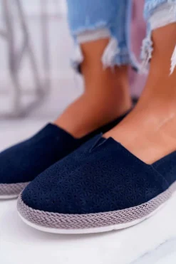 Damskie Damskie buty S.Barski Espadryle Damskie Skóra Zamsz Granatowe Bimbo