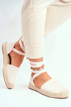 Boto Czarne Espadryle*Espadryle Damskie Wiązane Lniane Beżowe Bonjour