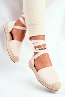 Boto Czarne Espadryle*Espadryle Damskie Wiązane Lniane Beżowe Bonjour