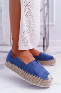 Discount Boto Espadryle Damskie Wsuwane Zamszowe Granatowe Mariako