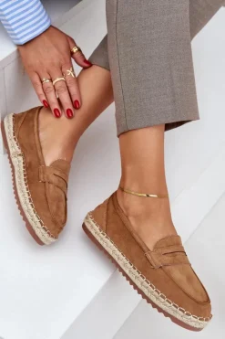 Discount Boto Espadryle Damskie Z Jutową Plecionką Na Płaskiej Podeszwie Camel Shilova