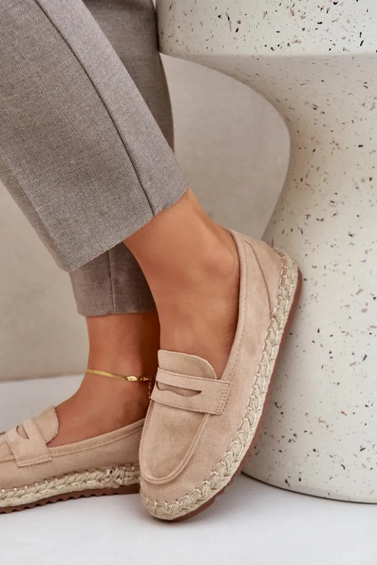 Damskie Boto Espadryle Damskie Z Jutową Plecionką Na Płaskiej Podeszwie Beżowe Shilova