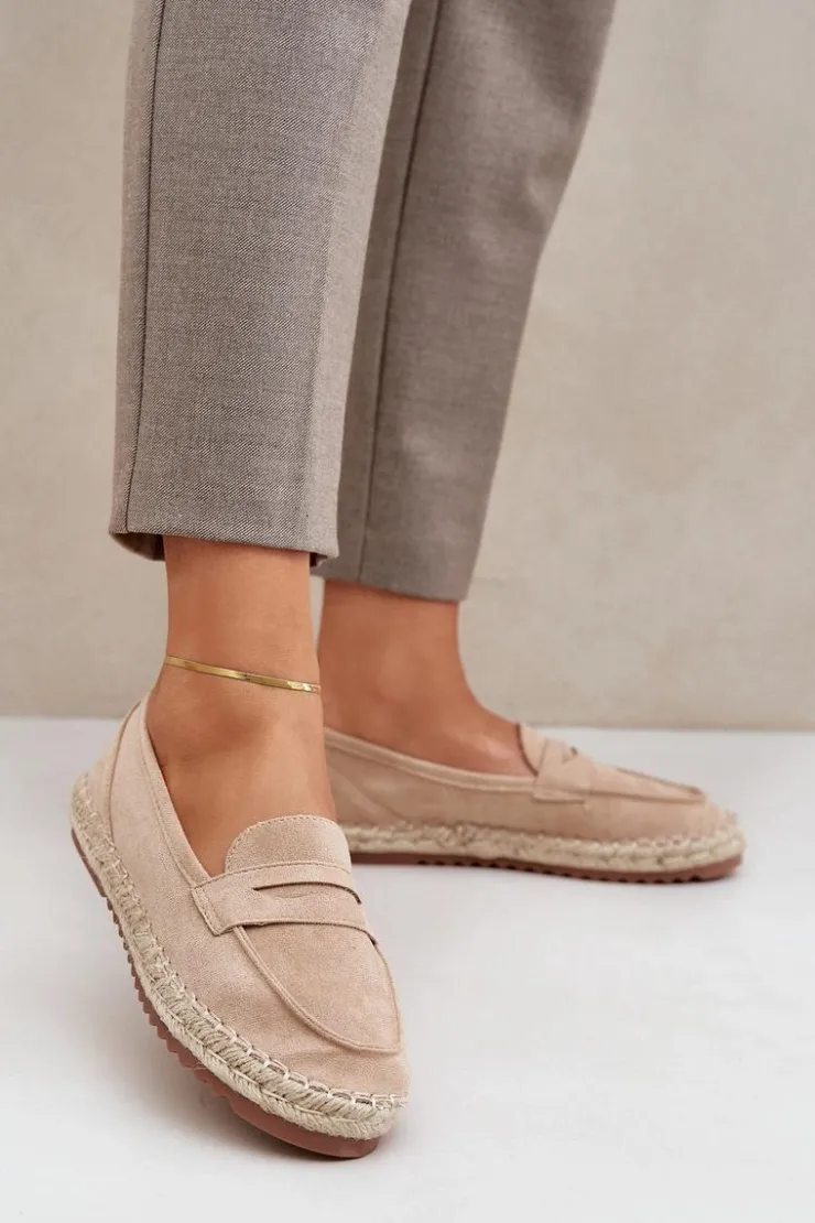 Damskie Boto Espadryle Damskie Z Jutową Plecionką Na Płaskiej Podeszwie Beżowe Shilova