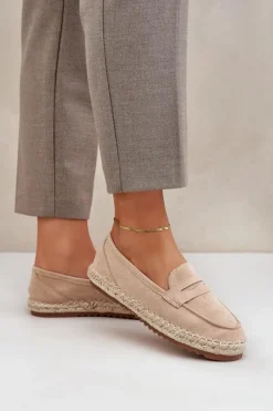 Damskie Boto Espadryle Damskie Z Jutową Plecionką Na Płaskiej Podeszwie Beżowe Shilova