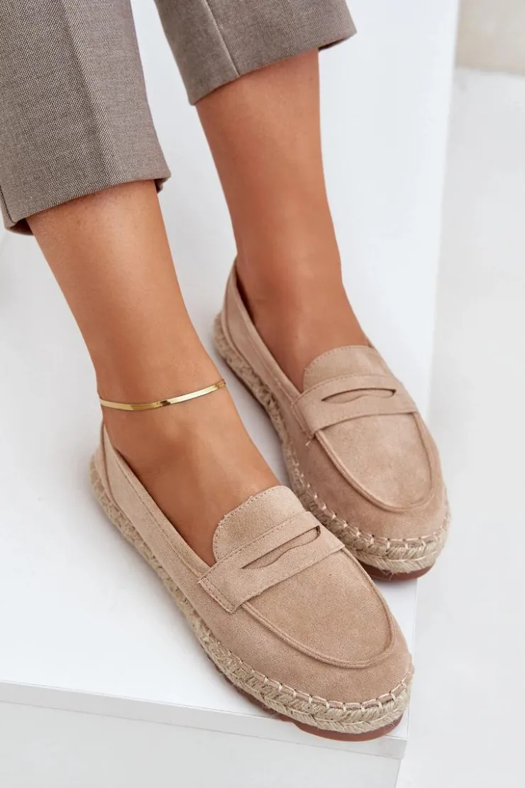 Damskie Boto Espadryle Damskie Z Jutową Plecionką Na Płaskiej Podeszwie Beżowe Shilova