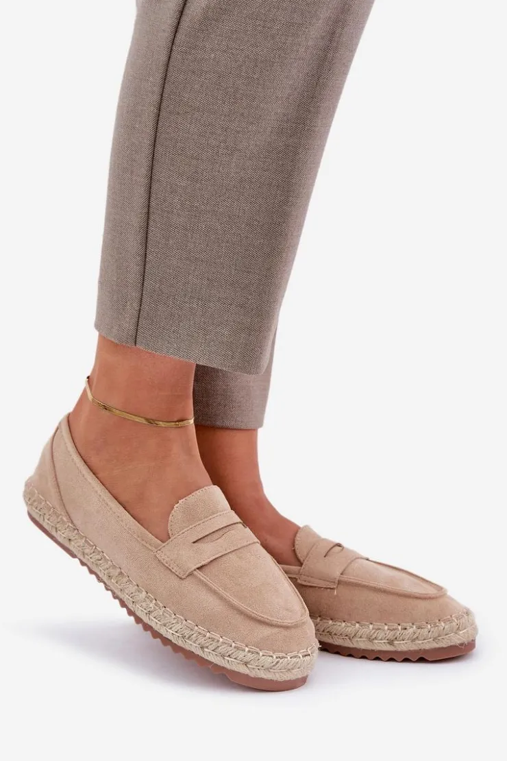 Damskie Boto Espadryle Damskie Z Jutową Plecionką Na Płaskiej Podeszwie Beżowe Shilova
