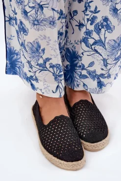 Buty damskie Vinceza Espadryle Na Platformie*Espadryle Damskie Z Plecionką Vinceza 13625 Czarne Czarny