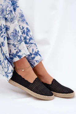 Buty damskie Vinceza Espadryle Na Platformie*Espadryle Damskie Z Plecionką Vinceza 13625 Czarne Czarny
