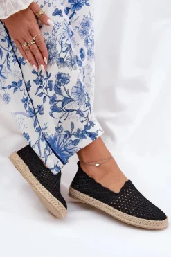 Buty damskie Vinceza Espadryle Na Platformie*Espadryle Damskie Z Plecionką Vinceza 13625 Czarne Czarny