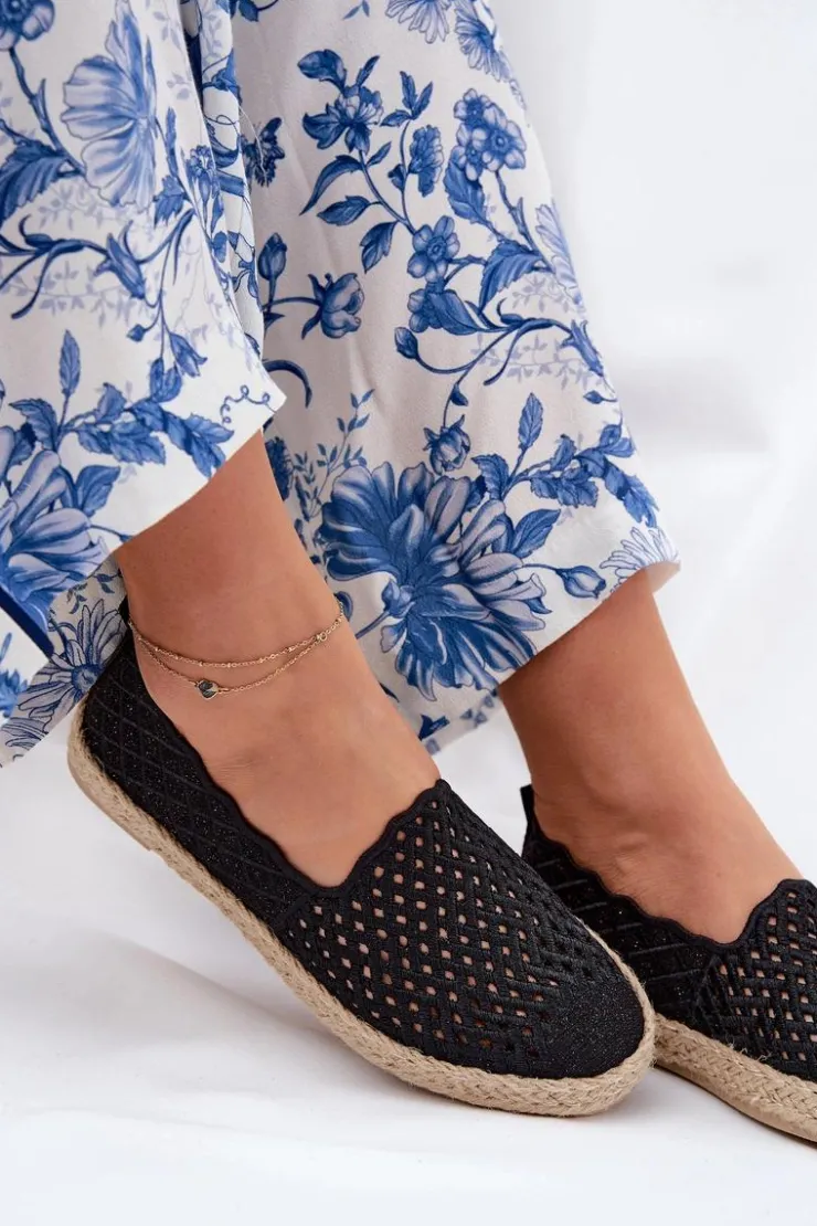 Buty damskie Vinceza Espadryle Na Platformie*Espadryle Damskie Z Plecionką Vinceza 13625 Czarne Czarny