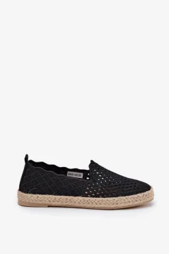Buty damskie Vinceza Espadryle Na Platformie*Espadryle Damskie Z Plecionką Vinceza 13625 Czarne Czarny