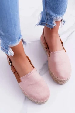 Hot Boto Espadryle Damskie Zamszowe Na Platformie Różowe Parteno