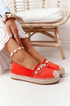 Boto Czarne Espadryle*Espadryle Na Platformie Z Muszelkami Koralowe Seashell