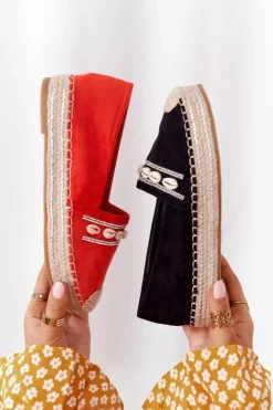 Damskie Boto Espadryle Na Platformie Z Muszelkami Czarne Seashell