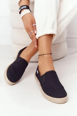 Damskie Big Star Shoes Espadryle Na Plecionej Podeszwie Big Star DD274017 Czarne