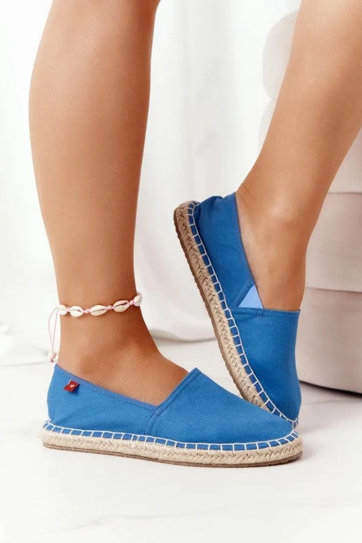 Big Star Shoes Trampki Damskie Slip-On*Espadryle Na Plecionej Podeszwie Big Star DD274A152 Niebieskie