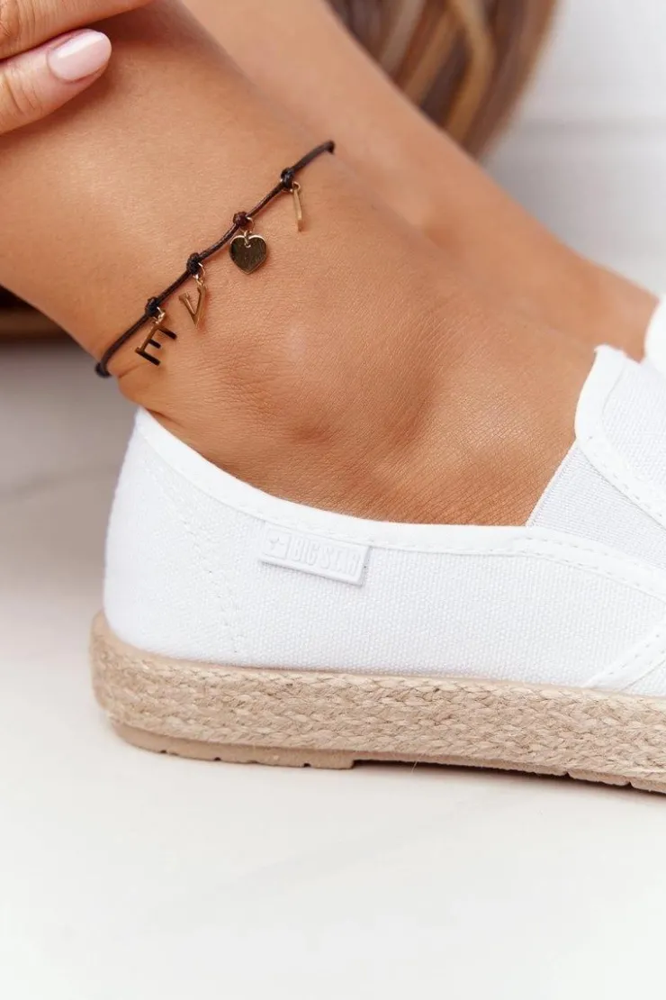 Big Star Shoes Trampki Damskie Slip-On|Trampki Damskie Big Star*Espadryle Na Plecionej Podeszwie Big Star DD274015 Białe