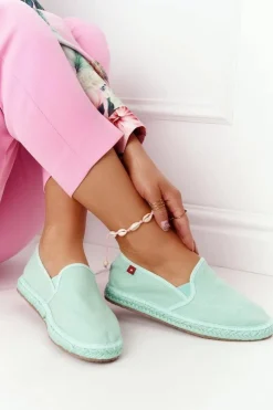 Damskie Big Star Shoes Espadryle Na Plecionej Podeszwie Big Star DD274A141 Zielone