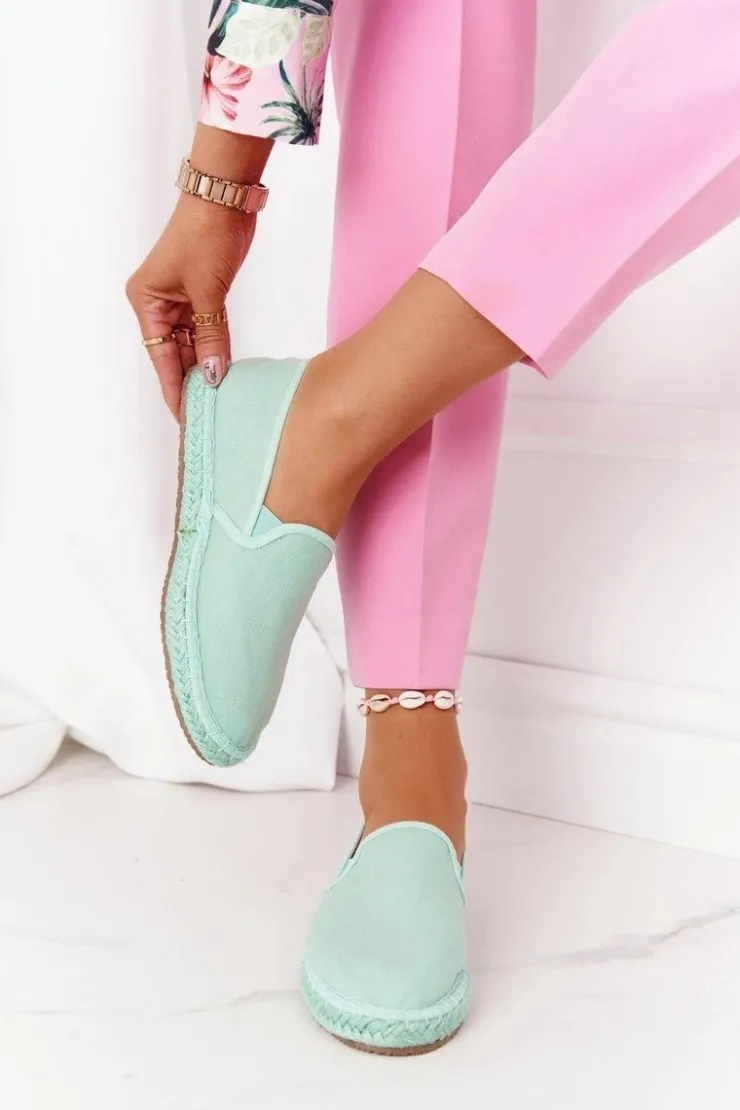 Damskie Big Star Shoes Espadryle Na Plecionej Podeszwie Big Star DD274A141 Zielone