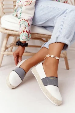 Damskie Big Star Shoes Espadryle Na Plecionej Podeszwie Big Star HH274480 Białe