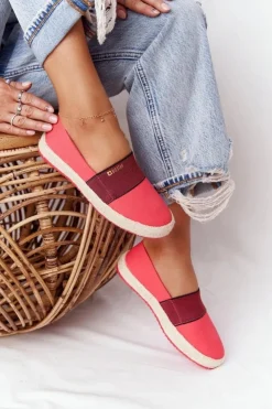 Big Star Shoes Trampki Damskie Slip-On*Espadryle Na Plecionej Podeszwie Big Star HH274478 Czerwone