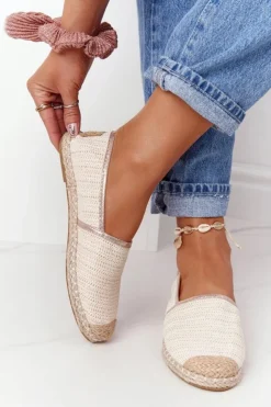 Boto Czarne Espadryle*Espadryle Na Słomkowej Podeszwie Lu Boo Ecru