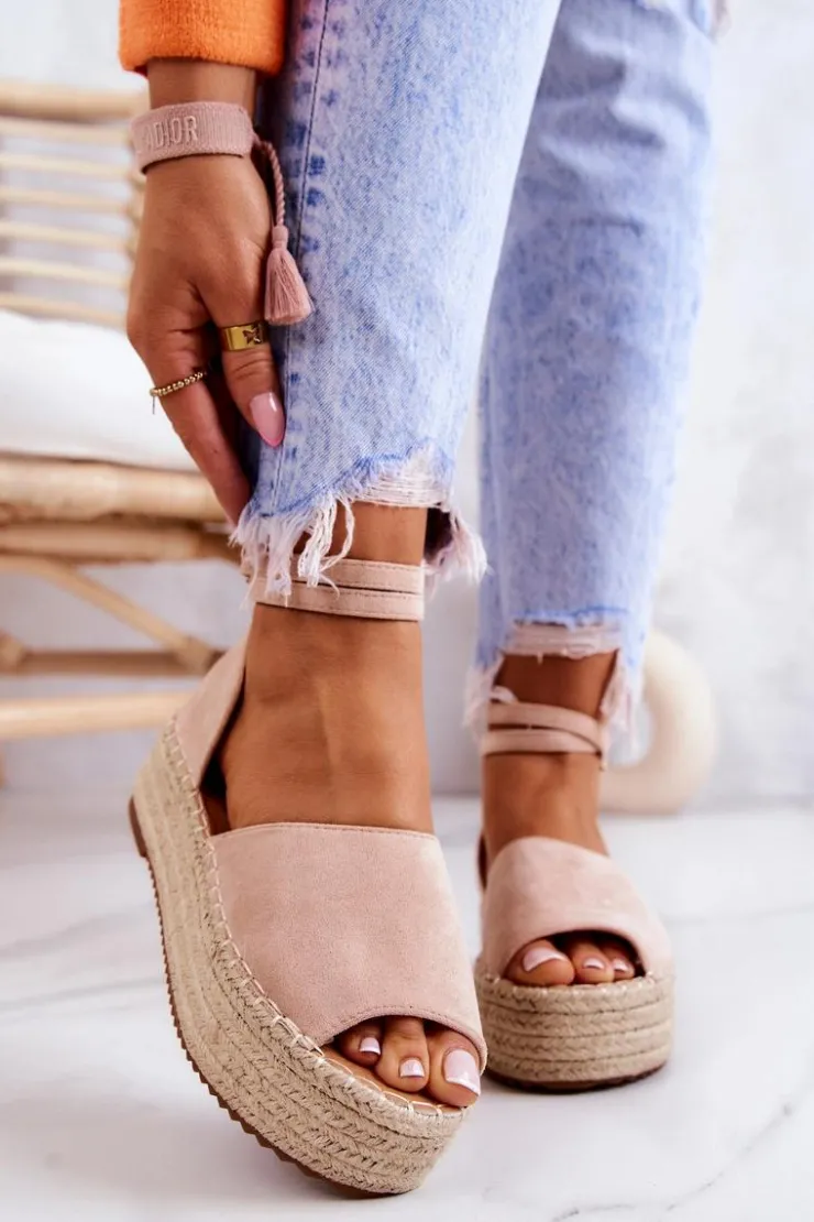 Boto Sandały Na Koturnie*Espadryle Sandałki Na Platformie Nude Dolores