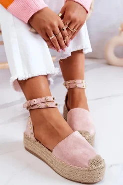 Boto Sandały Na Koturnie|Czarne Espadryle*Espadryle Sandały Z Dżetami Różowe Lillian