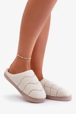 Best Boto Futrzane Ciepłe Kapcie Damskie Beżowe Vamirae Beżowy