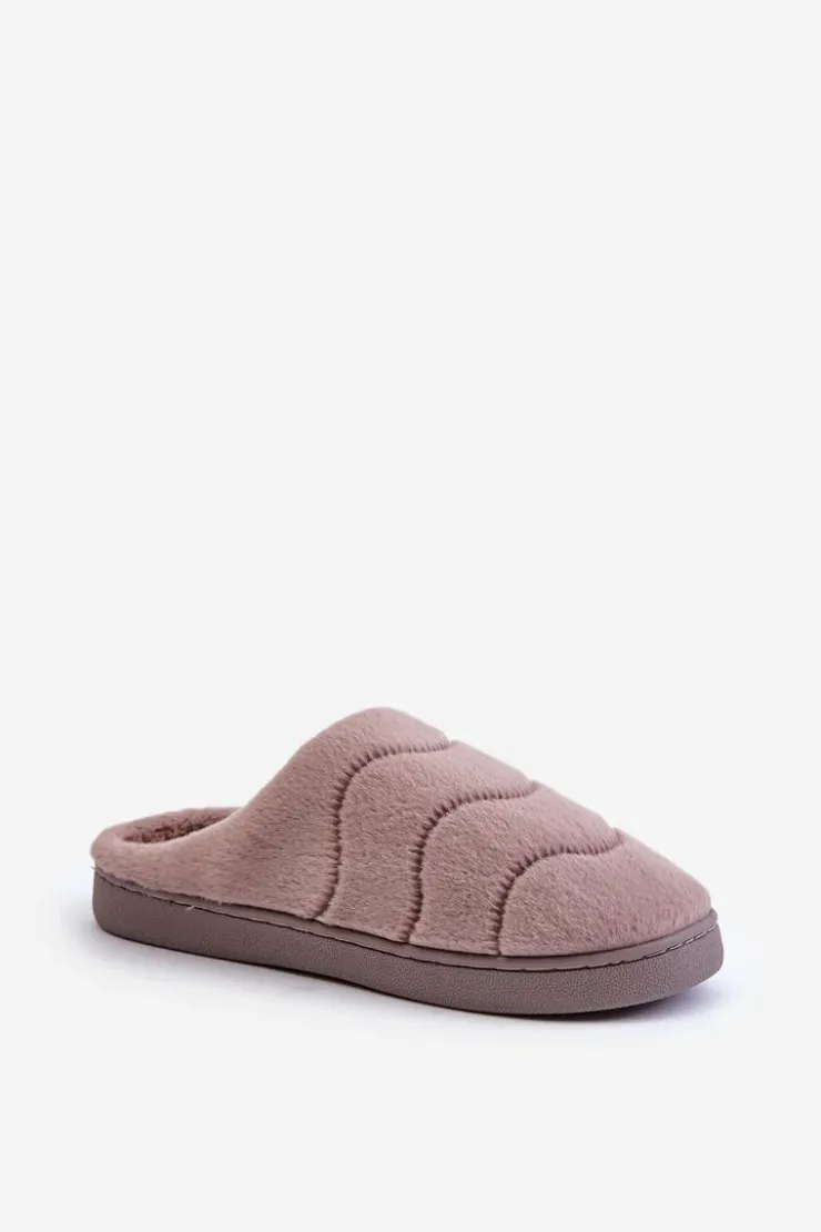 Boto Kapcie Klasyczne*Futrzane Ciepłe Kapcie Damskie Brązowe Vamirae