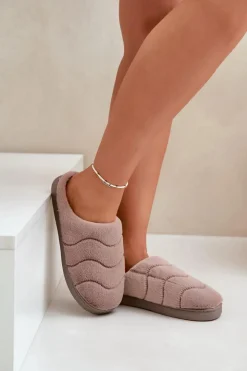 Boto Kapcie Klasyczne*Futrzane Ciepłe Kapcie Damskie Brązowe Vamirae