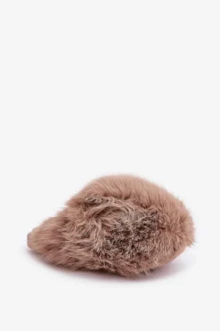 New Boto Futrzane Kapcie Damskie Ciemnobeżowe Wladisa Beżowy