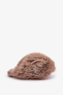 New Boto Futrzane Kapcie Damskie Ciemnobeżowe Wladisa Beżowy