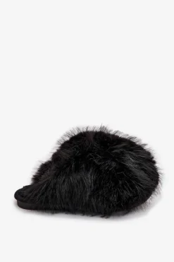 Damskie Boto Futrzane Kapcie Damskie Czarne Iseline