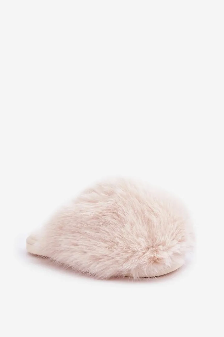 Boto Kapcie Klasyczne*Futrzane Kapcie Damskie Jasnobeżowe Wladisa Beżowy